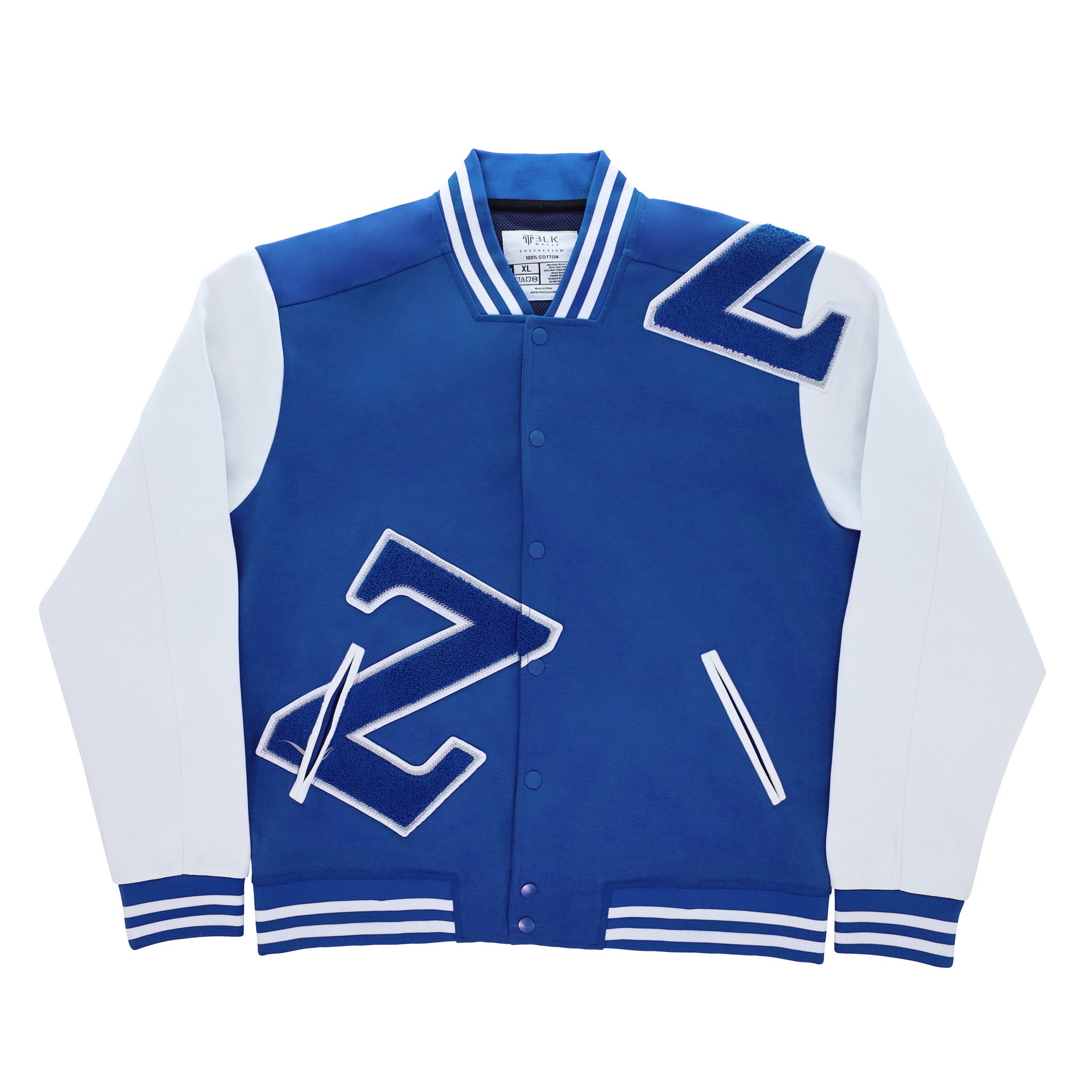 Zeta Blue & White Cotton Varsity Jacket 2.0