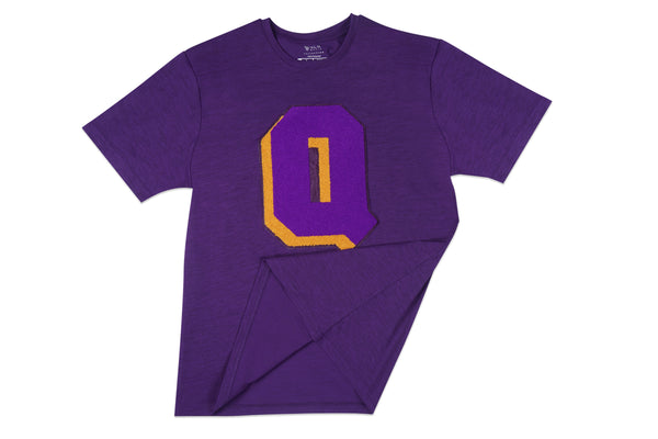 Premium Purple Double Chenille Patch Q T-Shirt