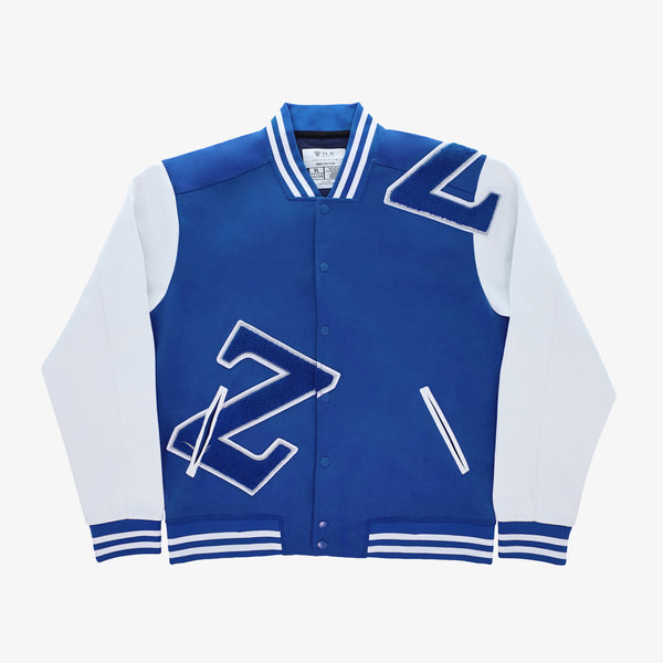 Zeta Blue & White Cotton Varsity Jacket 2.0