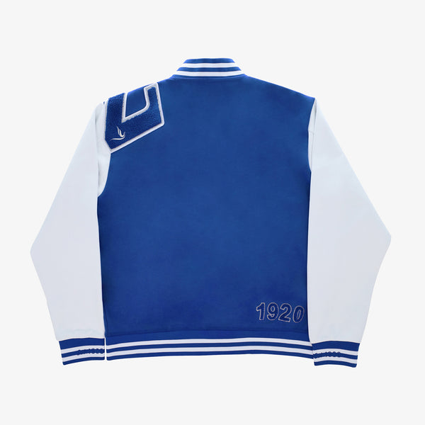 Zeta Blue & White Cotton Varsity Jacket 2.0