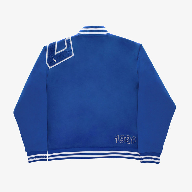 Zeta All Blue Cotton Varsity Jacket 2.0