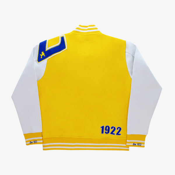 SGRho Yellow Gold & White Cotton Varsity Jacket 2.0