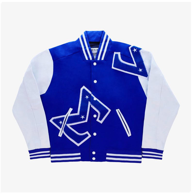 Sigma Blue & White W/ Blue Patch Cotton Varsity Jacket 2.0