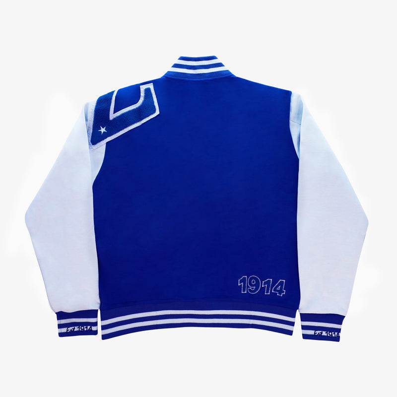 Sigma Blue & White W/ Blue Patch Cotton Varsity Jacket 2.0