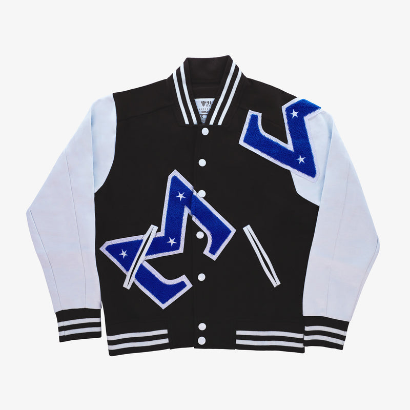 Sigma Black & White W/ Blue Patch Cotton Varsity Jacket 2.0