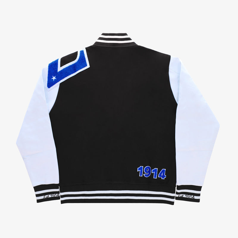 Sigma Black & White W/ Blue Patch Cotton Varsity Jacket 2.0