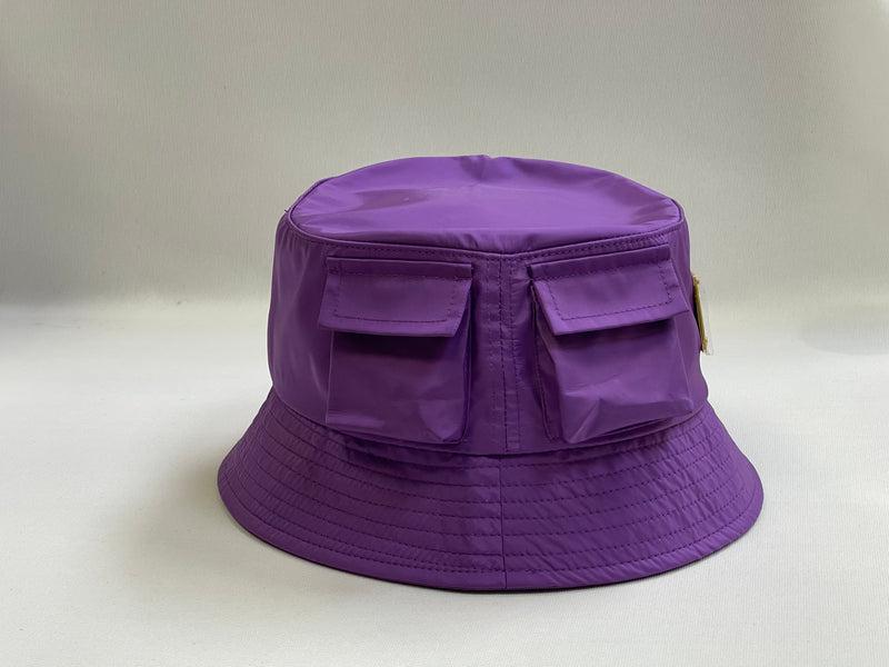 Nylon Bucket Hat with Engrave Gold Metal Plate