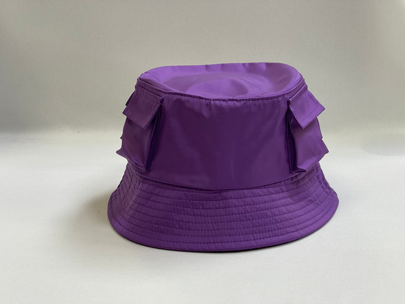 Nylon Bucket Hat with Engrave Gold Metal Plate