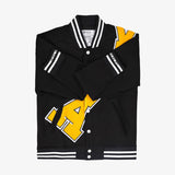 Alpha All Black Cotton Varsity Jacket 2.0 (YELLOW PATCH)