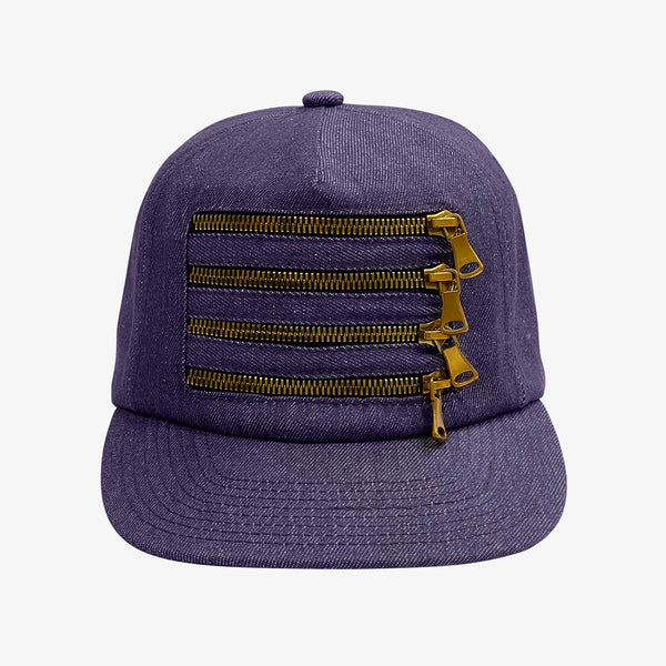 4 Zipper Denim Purple Hat