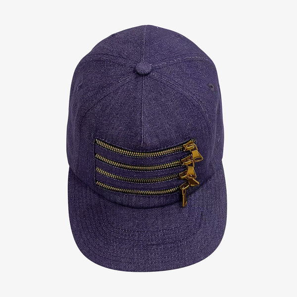 4 Zipper Denim Purple Hat